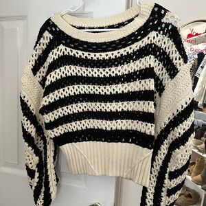 Zara Black and Cream Striped Sweater